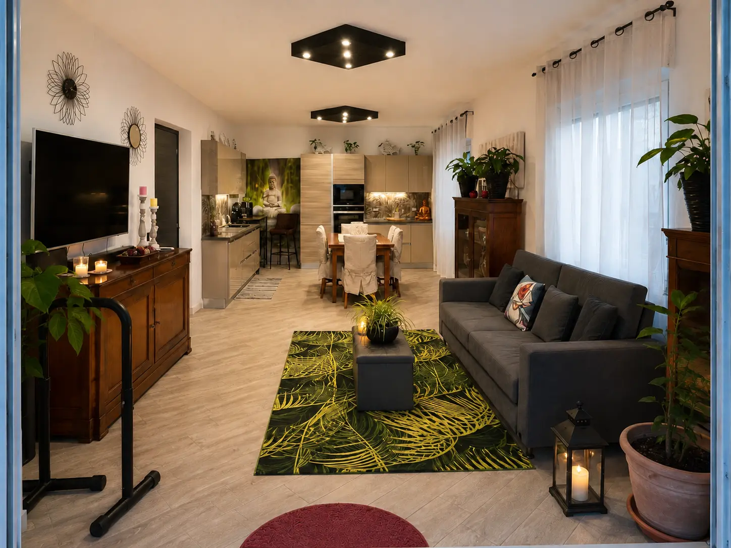 Soggiorno e cucina di La Base con atmosfera rilassante